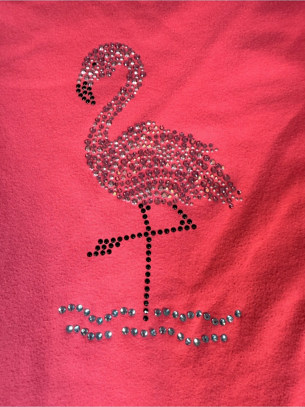 Coral Bay Pink Rhinestone Flamingo Short Sleeve T-Shirt Size Medium - Picture 3 of 5